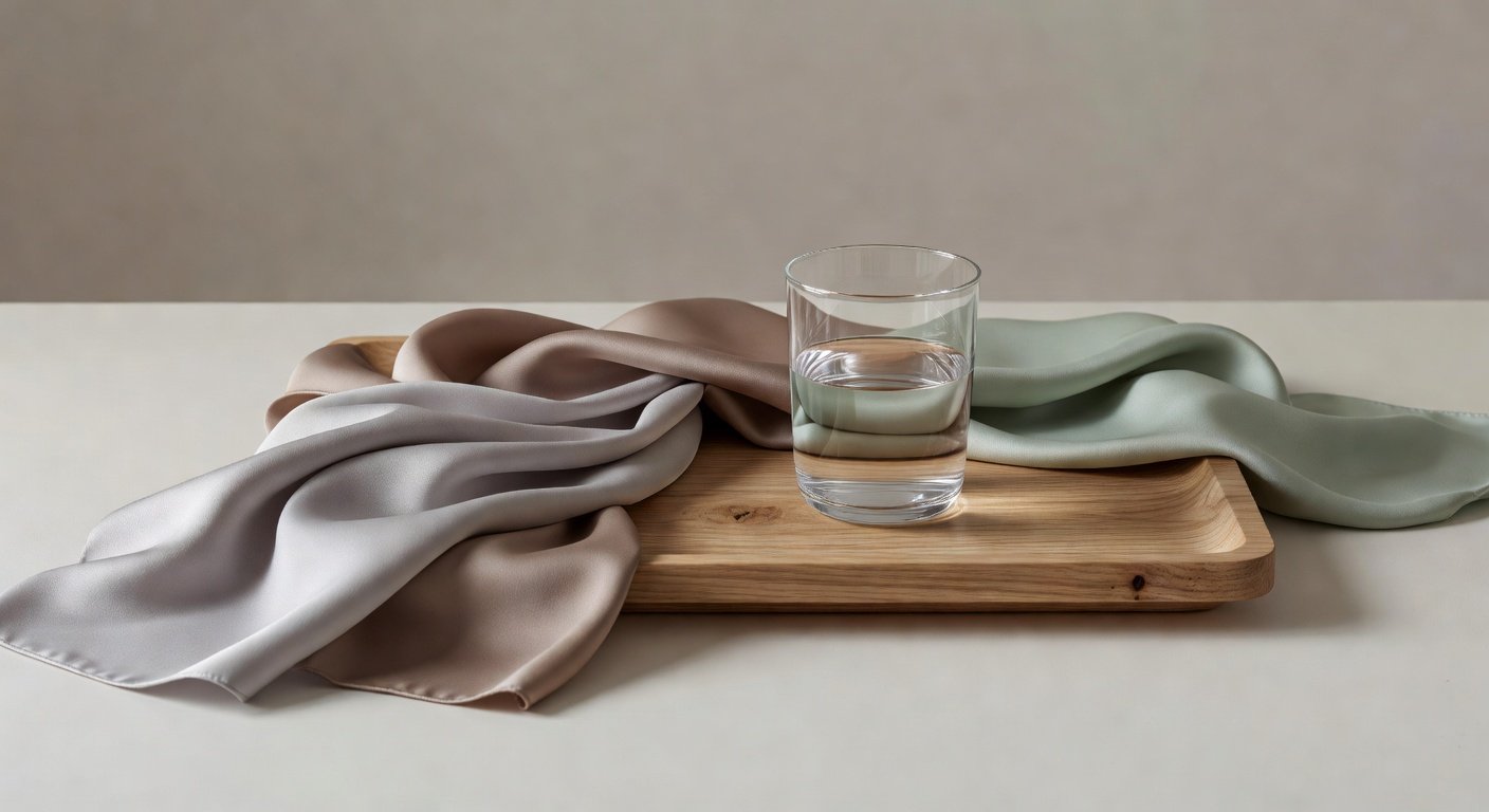 Fabric swatches in seasonal colours laid on a surface