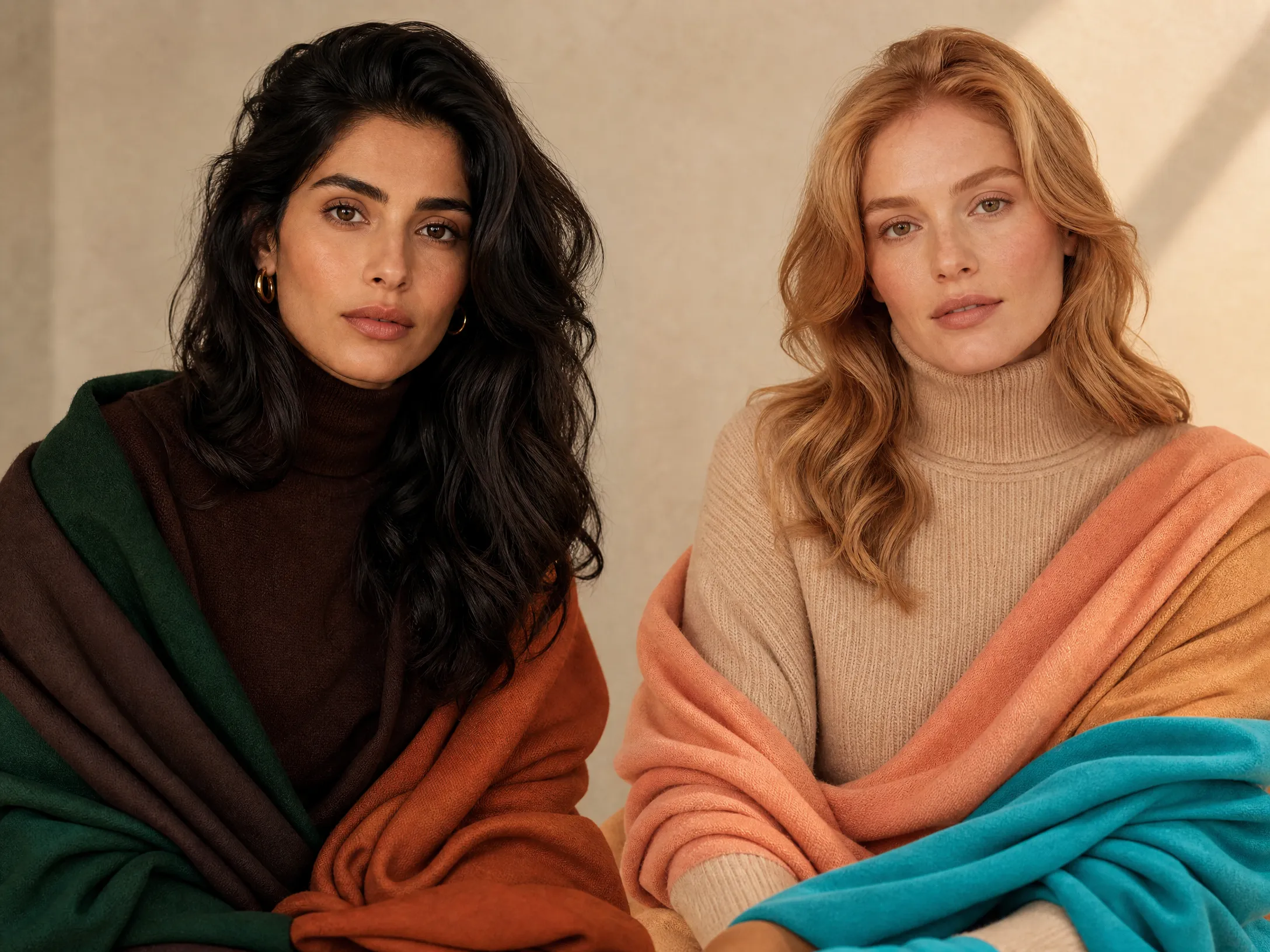 Two people both classified as Autumn but needing very different palettes — the gap the 4-season system leaves