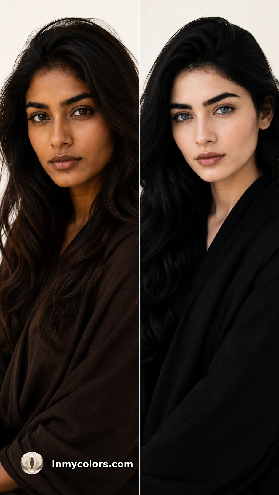 Same contrast level — Deep Autumn and Deep Winter can look similar at first glance, but differ entirely in undertone