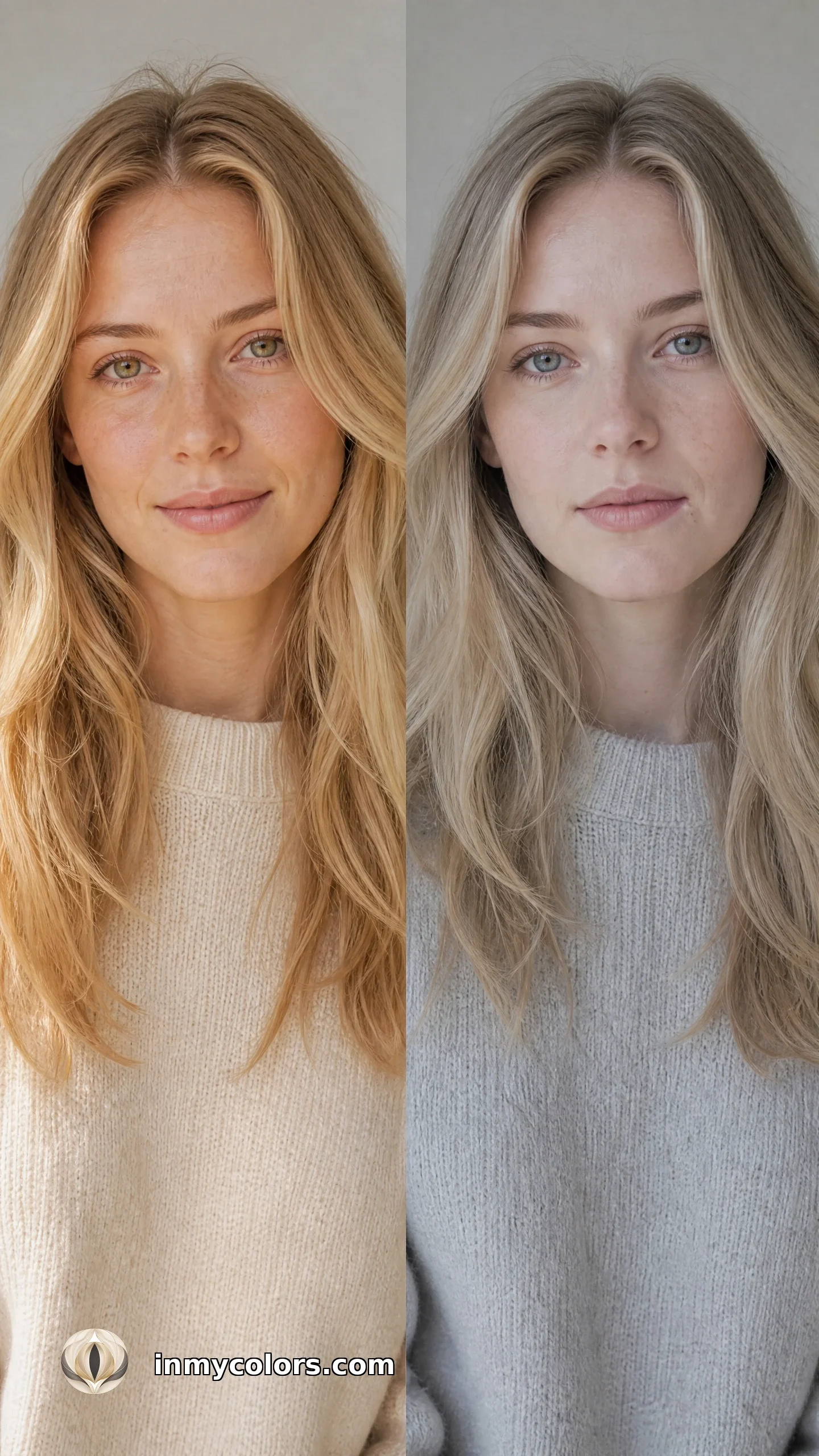 Light Spring vs Light Summer — blonde comparison showing warm versus cool blonde colouring side by side