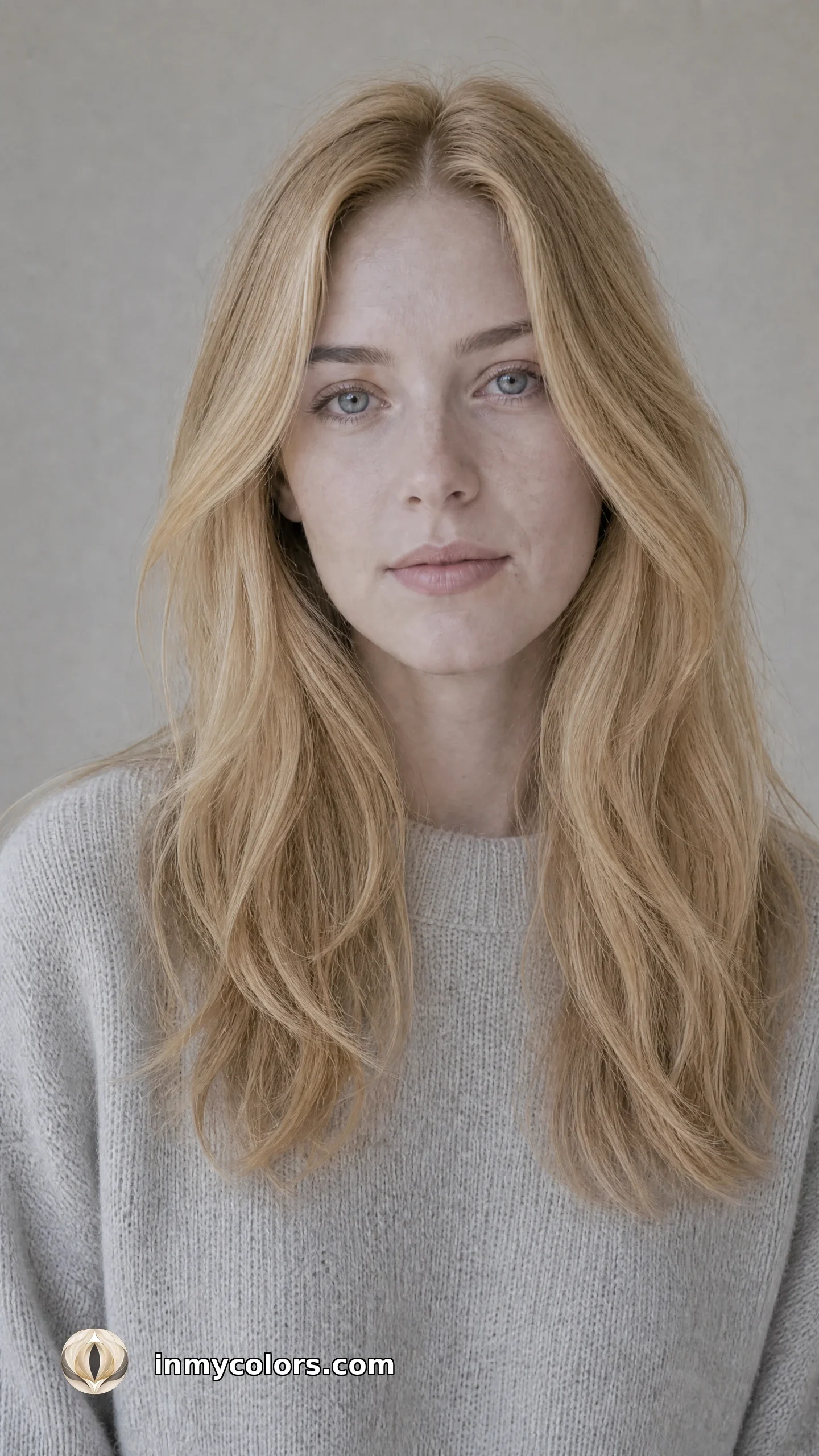 Wrong warm blonde highlights on Light Summer — cool skin looks washed out and disconnected with warm golden tones in hair