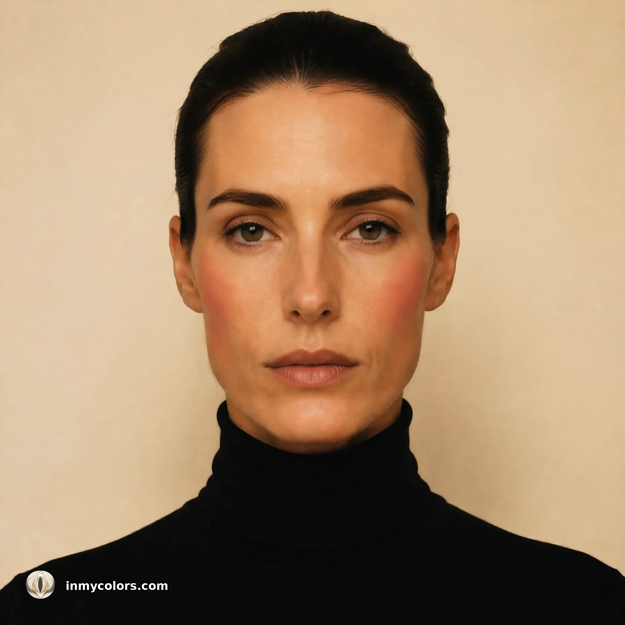 Rectangular face shape with incorrect blusher placement shown — vertical or diagonal placement following face length