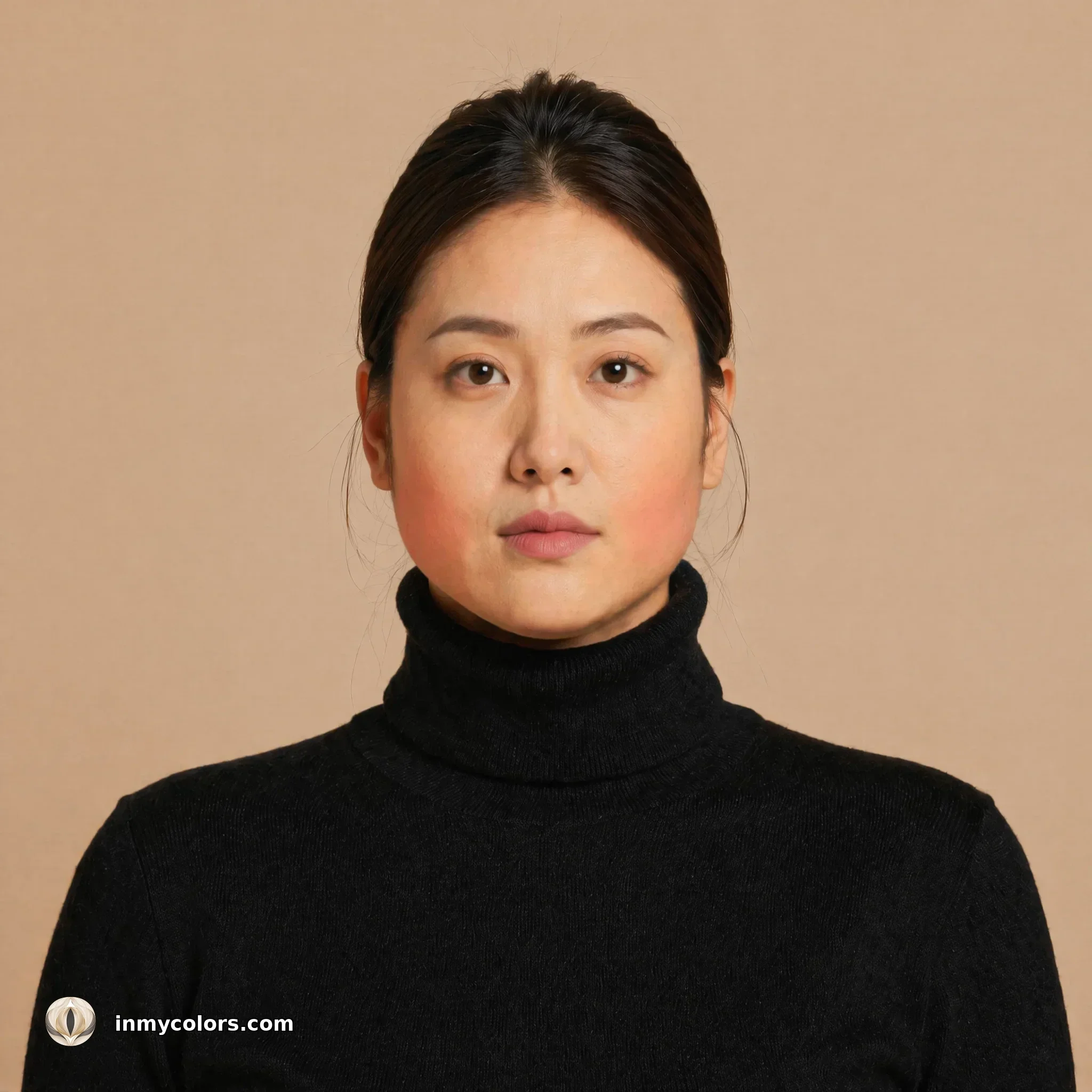 Triangular face shape with correct blusher placement shown — high on cheekbones blended toward temples