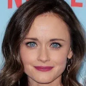 Alexis Bledel — Bright Winter celebrity example, dark hair, porcelain fair cool skin and vivid blue eyes