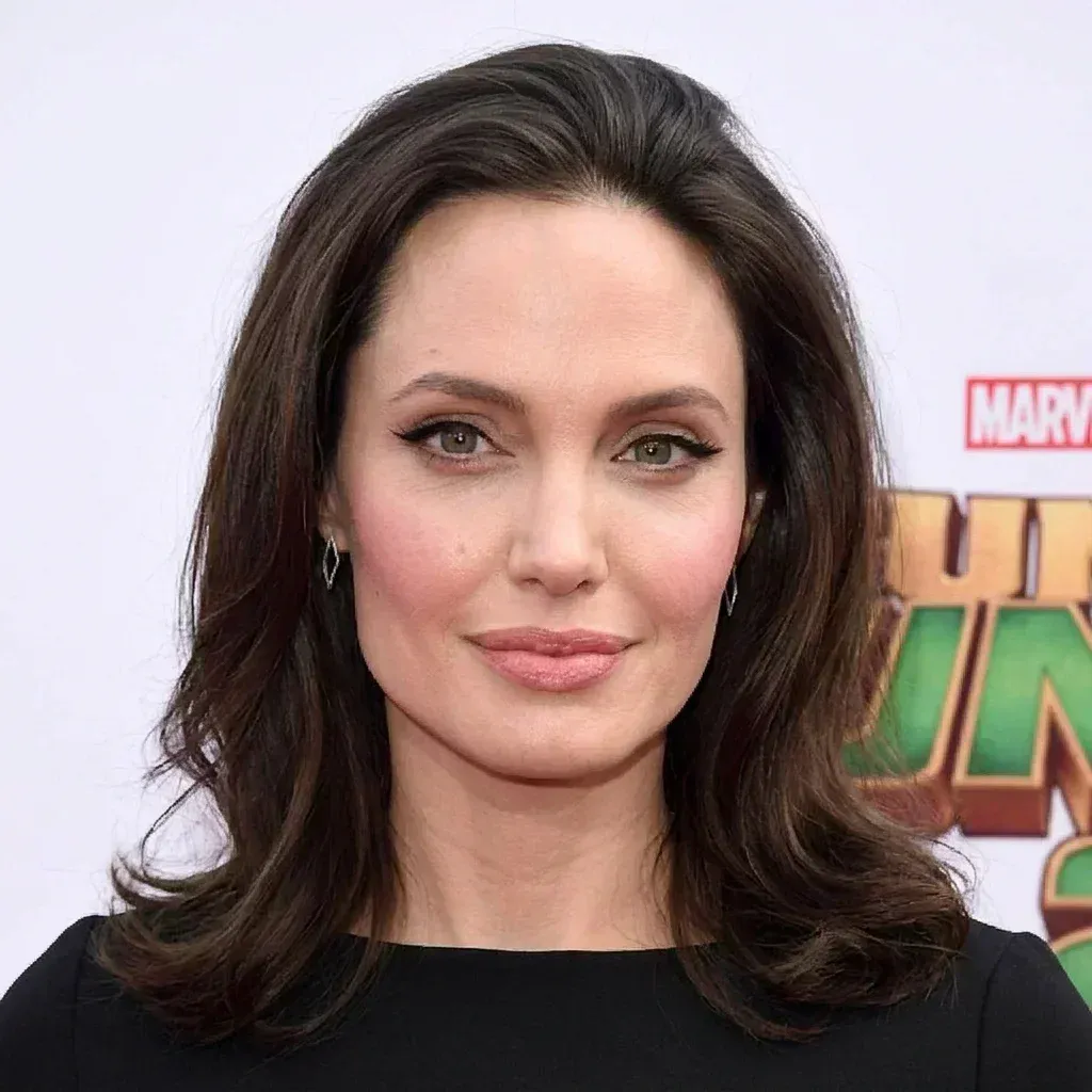 Angelina Jolie as an example of square face shape — strong angular jawline and equal width proportions
