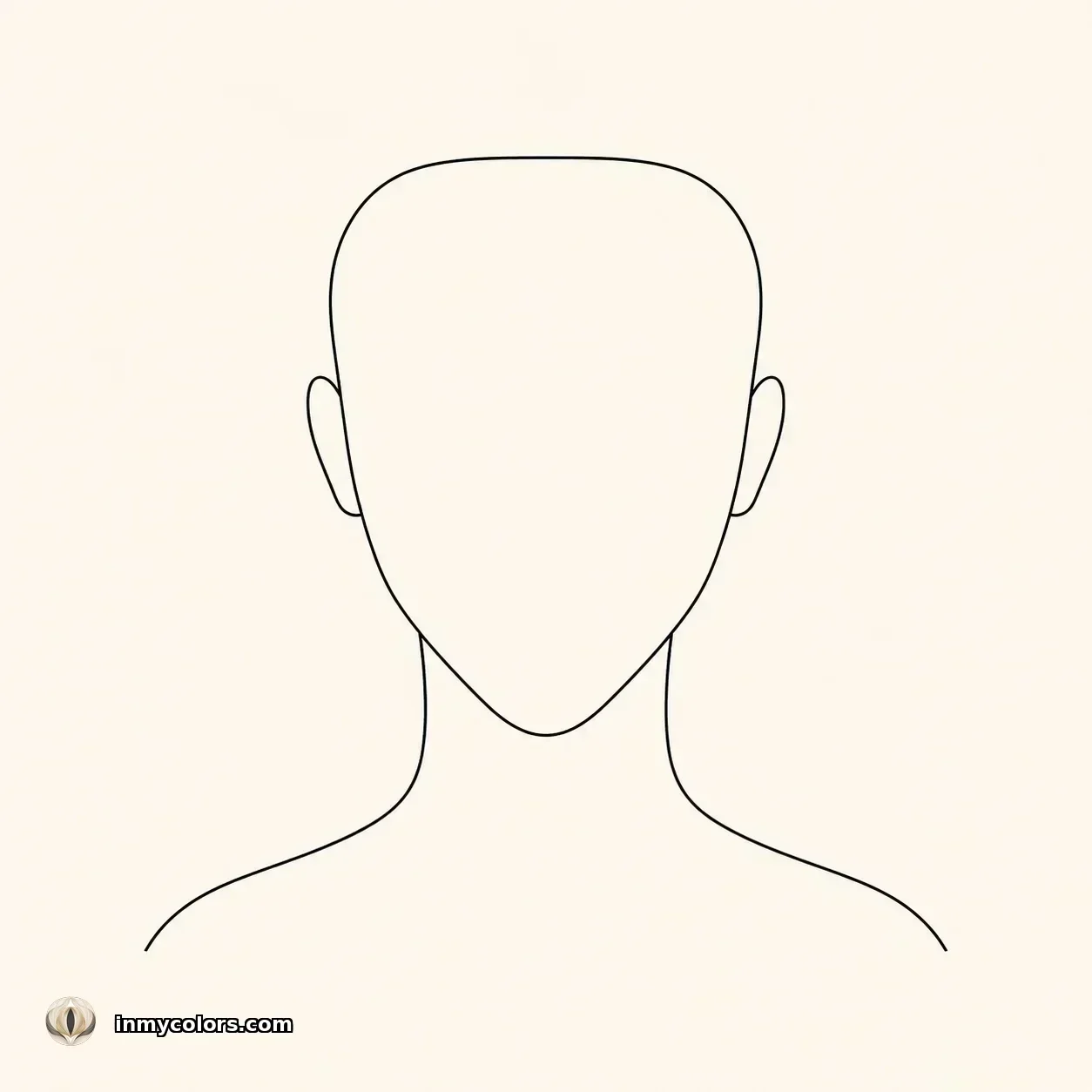 Inverted triangle face shape outline diagram — wider forehead tapering to a narrow pointed chin