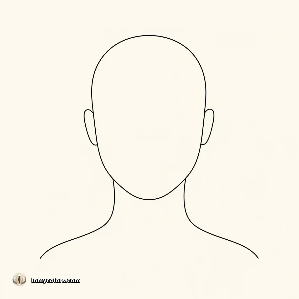 Oval face shape outline diagram — balanced proportions, gently rounded jawline, slightly wider at cheekbones