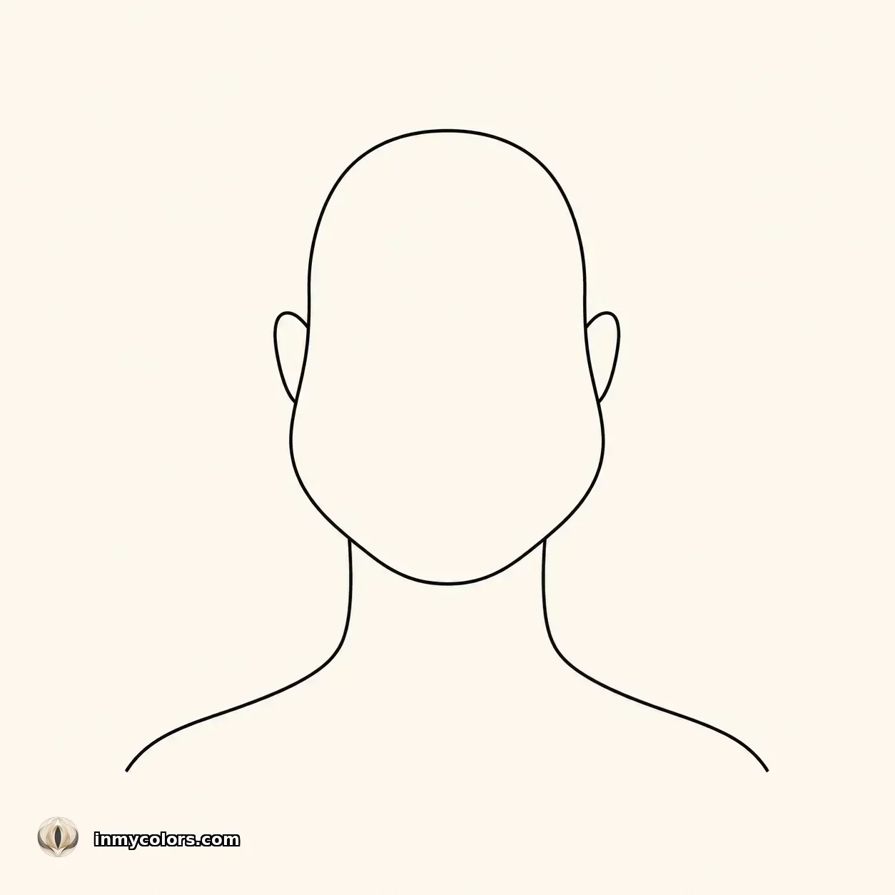 Triangular face shape outline diagram — wider jaw than forehead, tapering upward to a narrower brow