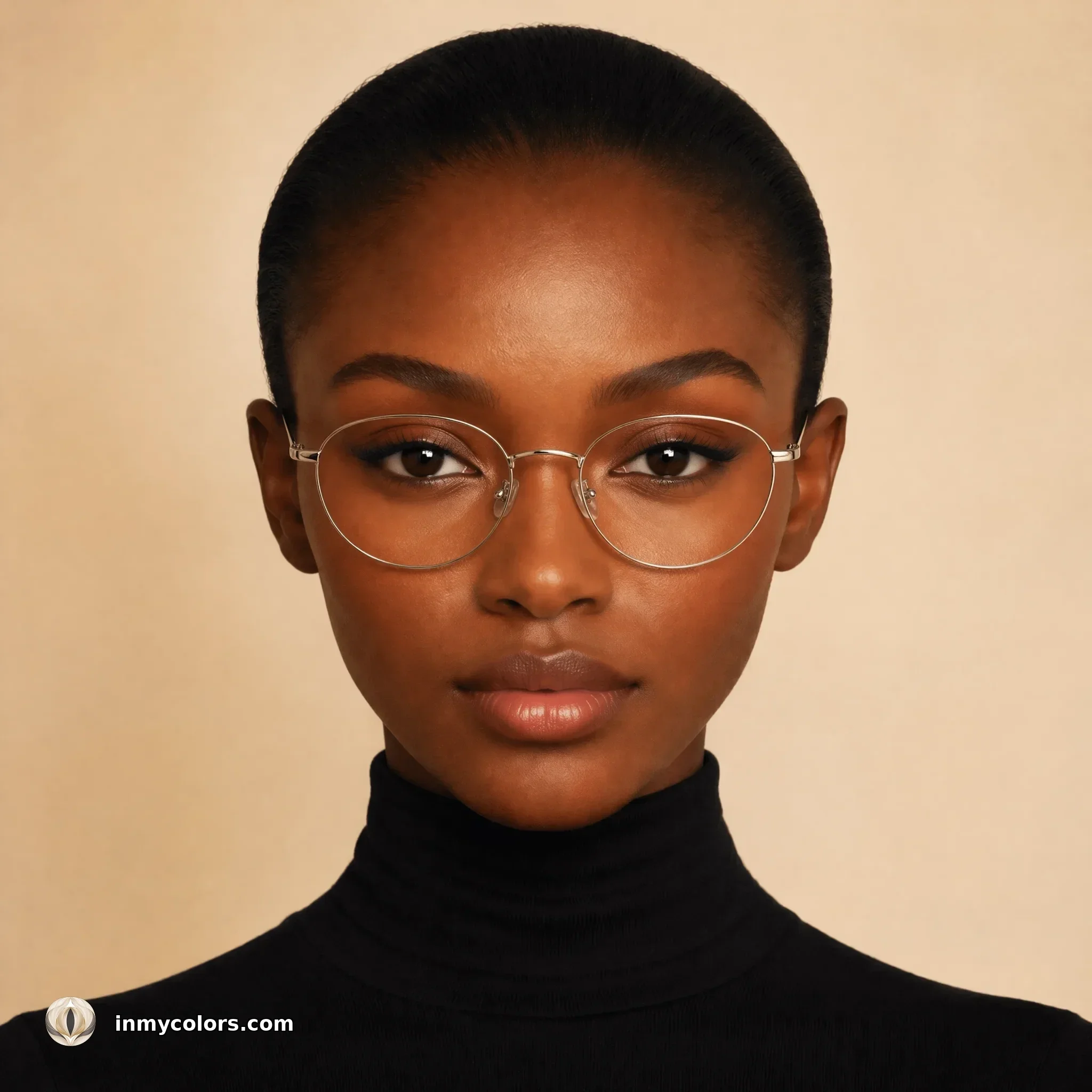 Inverted triangle face shape wearing oval frames — recommended choice