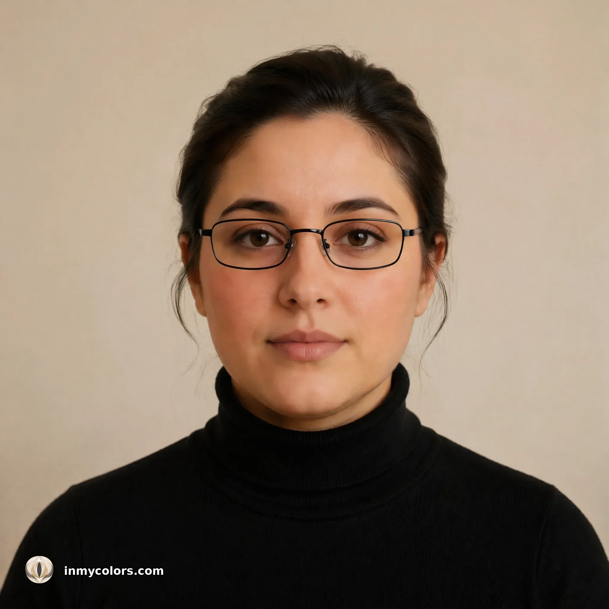 Round face shape wearing rectangular frames — recommended choice