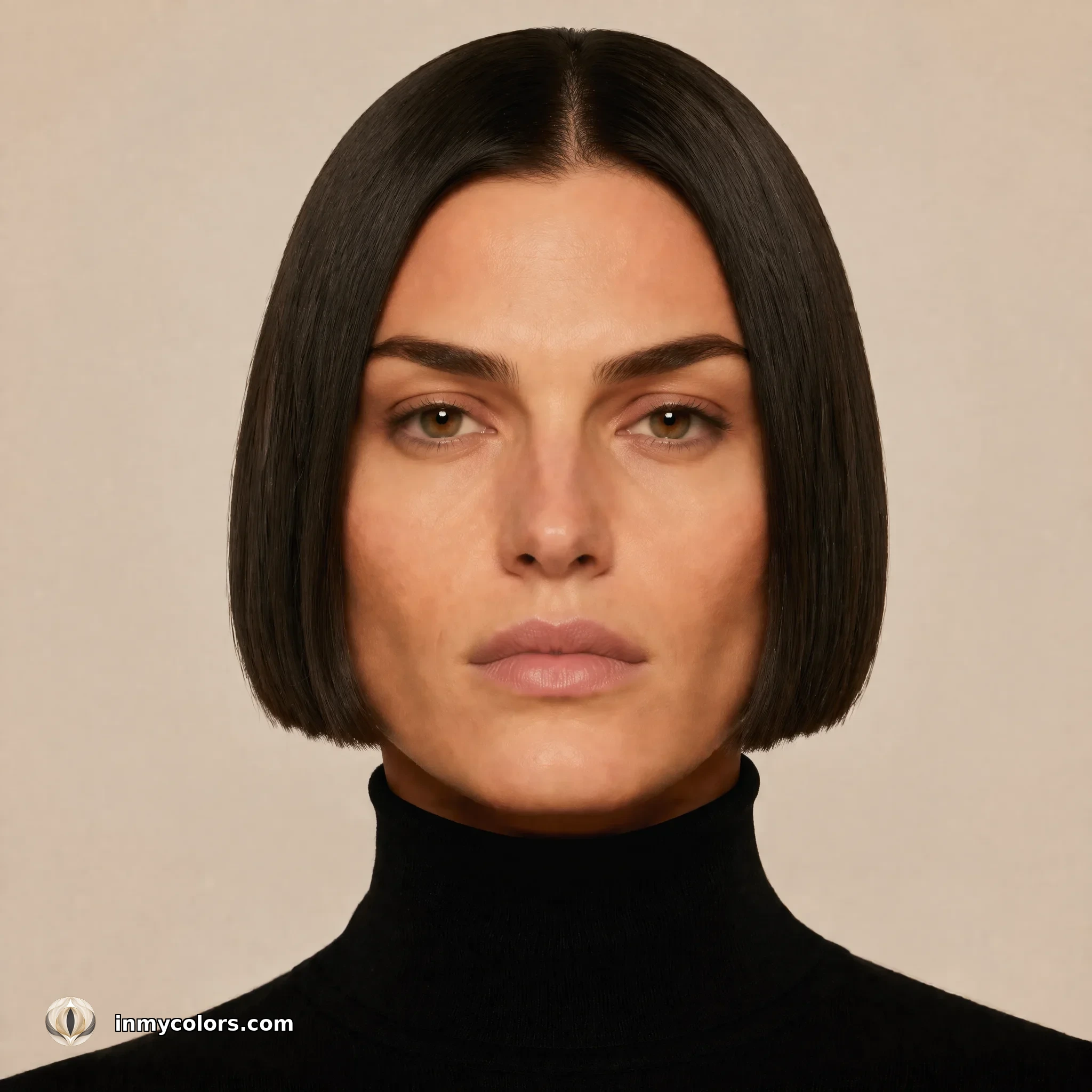 Square face shape with hairstyle to avoid shown — blunt jaw-length bob