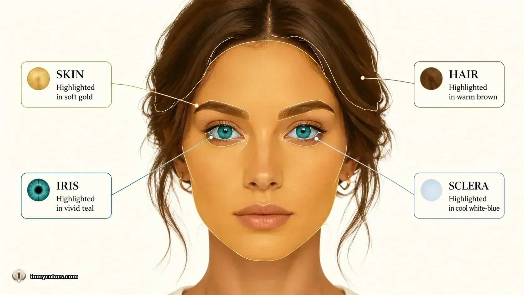 AI face analysis detecting skin tone, hair colour, iris and sclera colour for seasonal colour classification