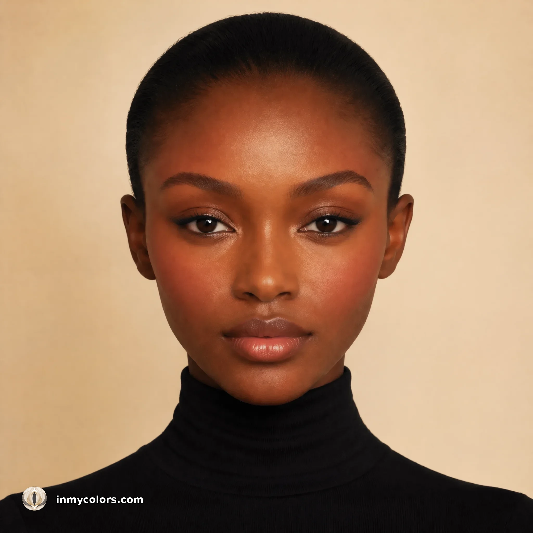 Inverted Triangle face shape with correct blusher placement shown
