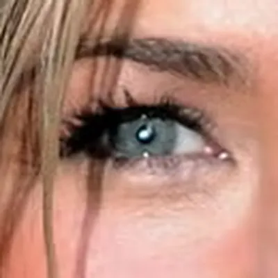 Jennifer Aniston's eyes — grey-hazel, muted Soft Summer quality