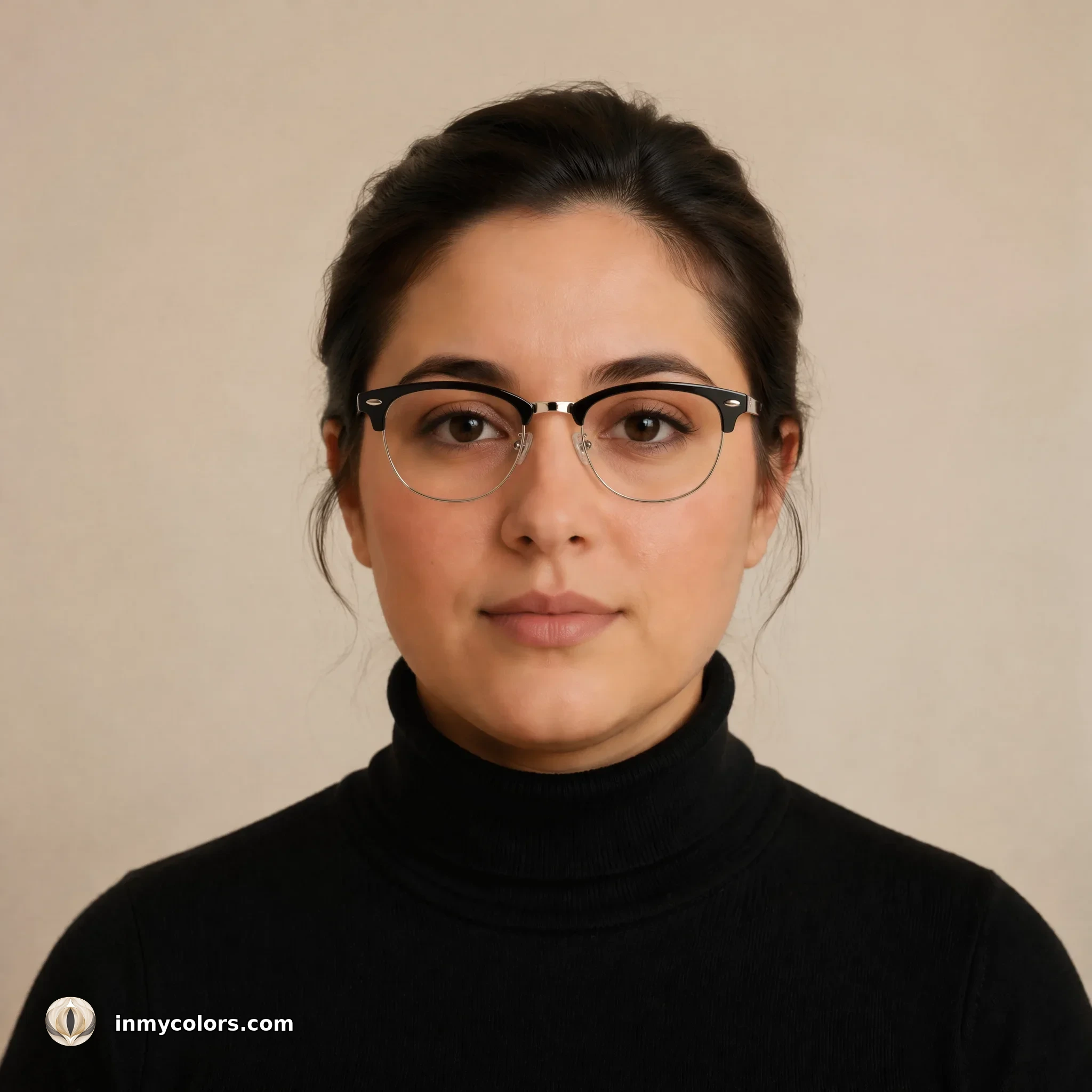 Round face shape wearing browline frames — recommended choice