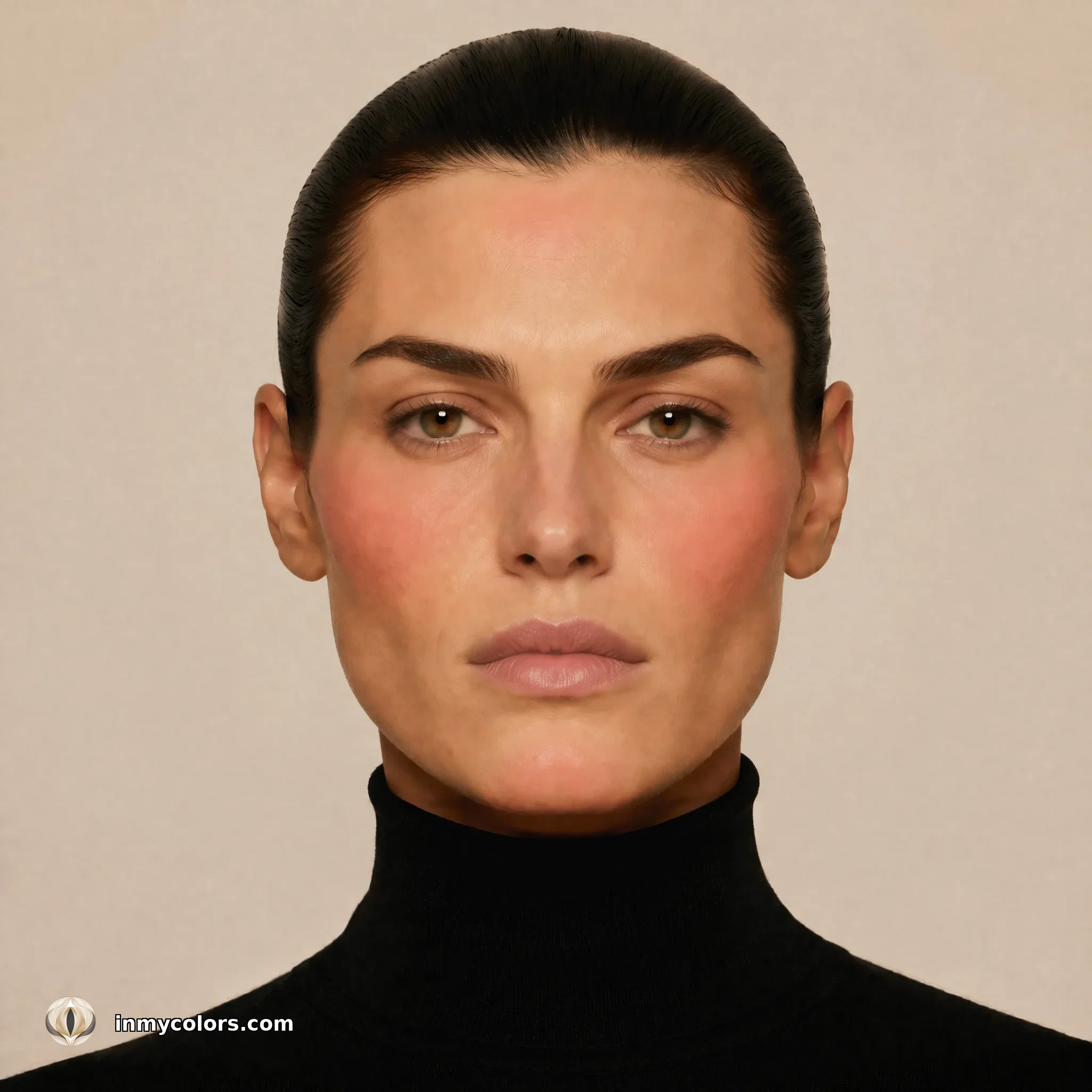 Square face shape with correct blusher placement shown