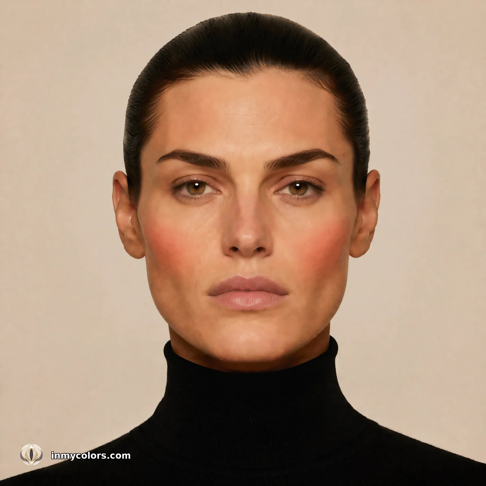 Square face shape with incorrect blusher placement shown