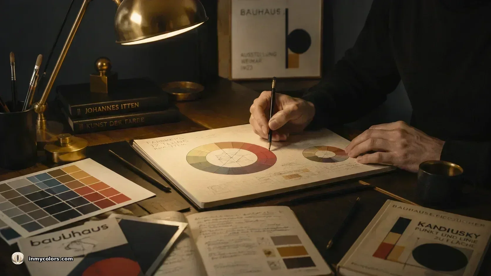 Johannes Itten at his Bauhaus desk — the origin of seasonal colour theory in art education
