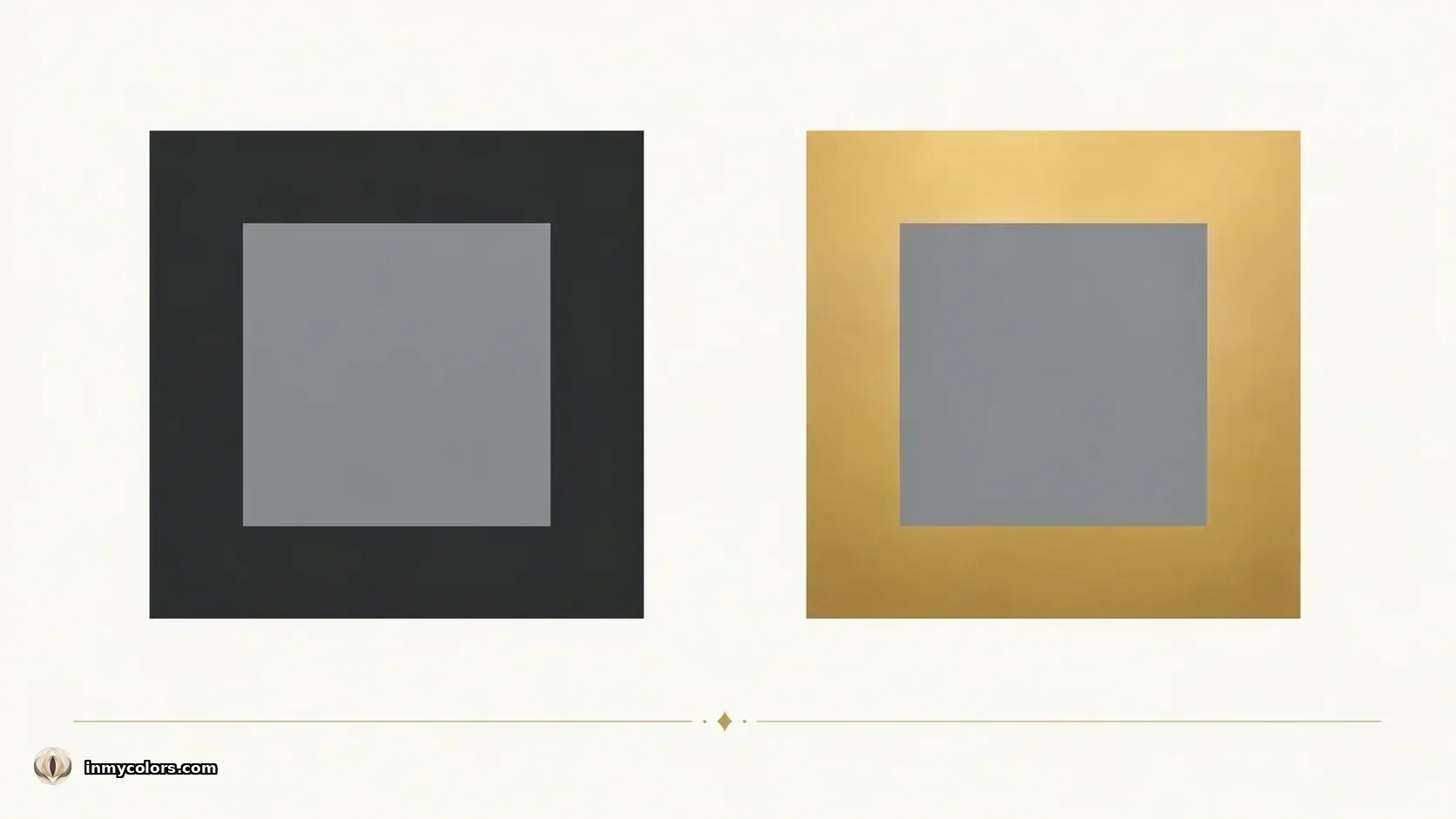 Josef Albers simultaneous contrast illustration showing identical colour squares appearing to shift based on surrounding hues