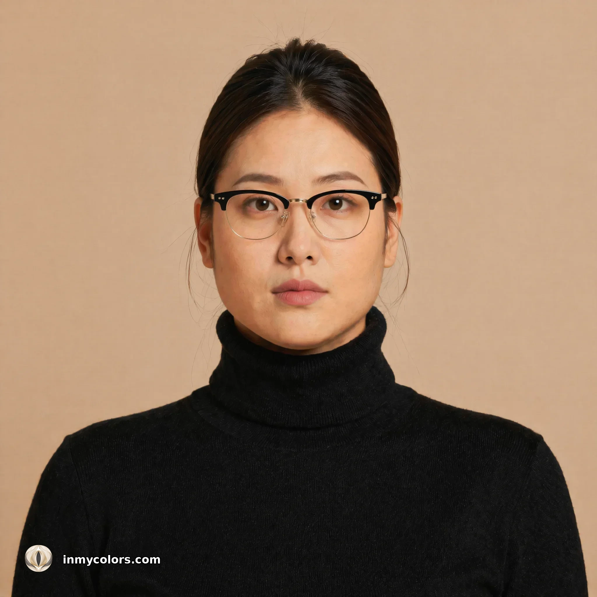 Triangular face shape wearing browline frames — recommended choice