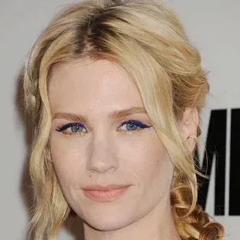 January Jones — True Summer celebrity example, ash blonde hair and pale cool blue eyes with fair rosy skin