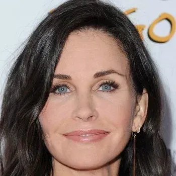 Courteney Cox — True Winter celebrity example, dark cool brown hair, fair cool skin and vivid blue eyes