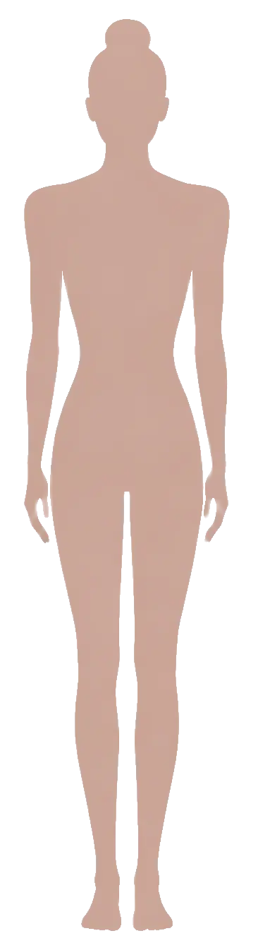 Gold silhouette illustration of Inverted Triangle body shape — shoulders noticeably wider than hips with upper body carrying more visual weight
